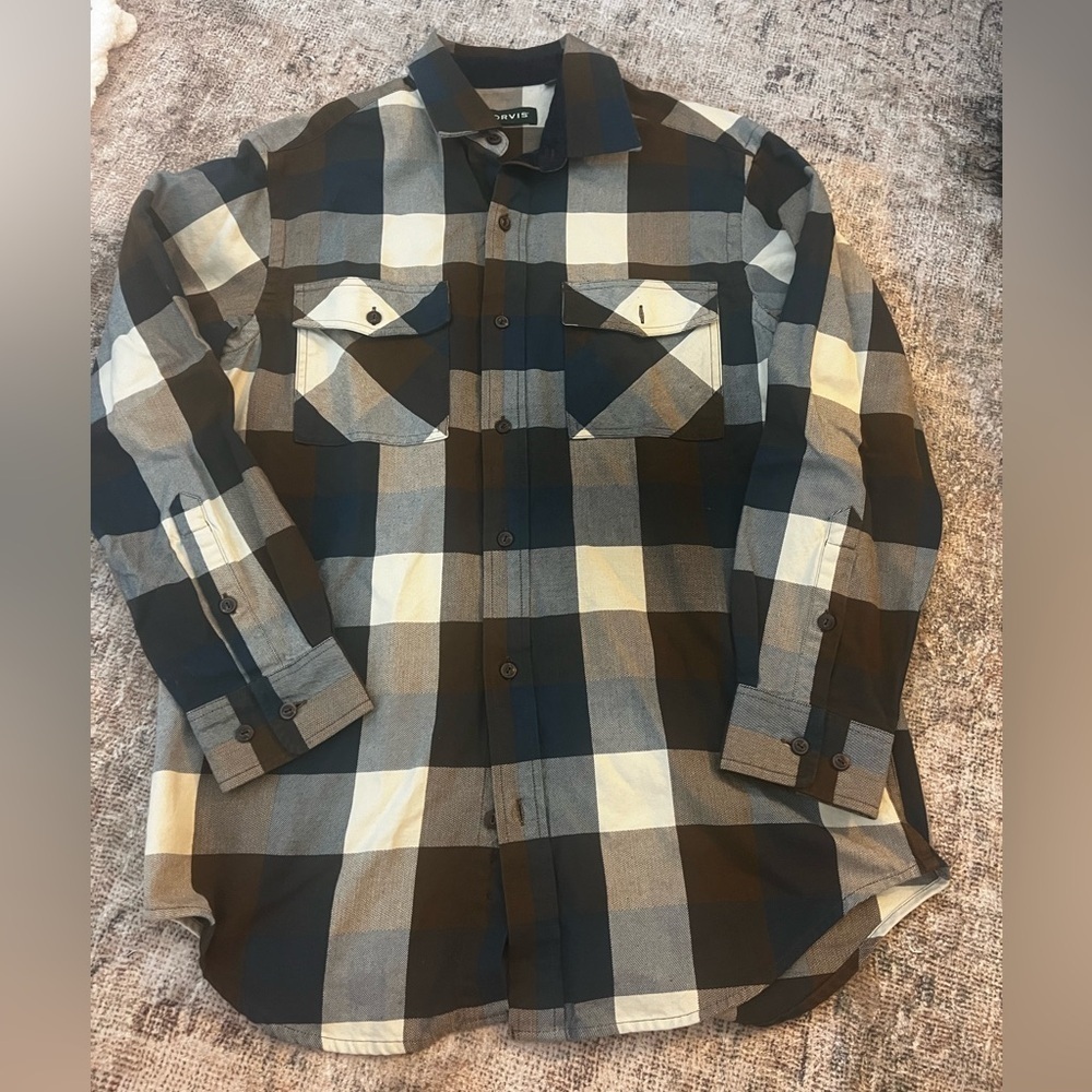 Orvis Plaid Button-Up Shirt Size Medium EUC